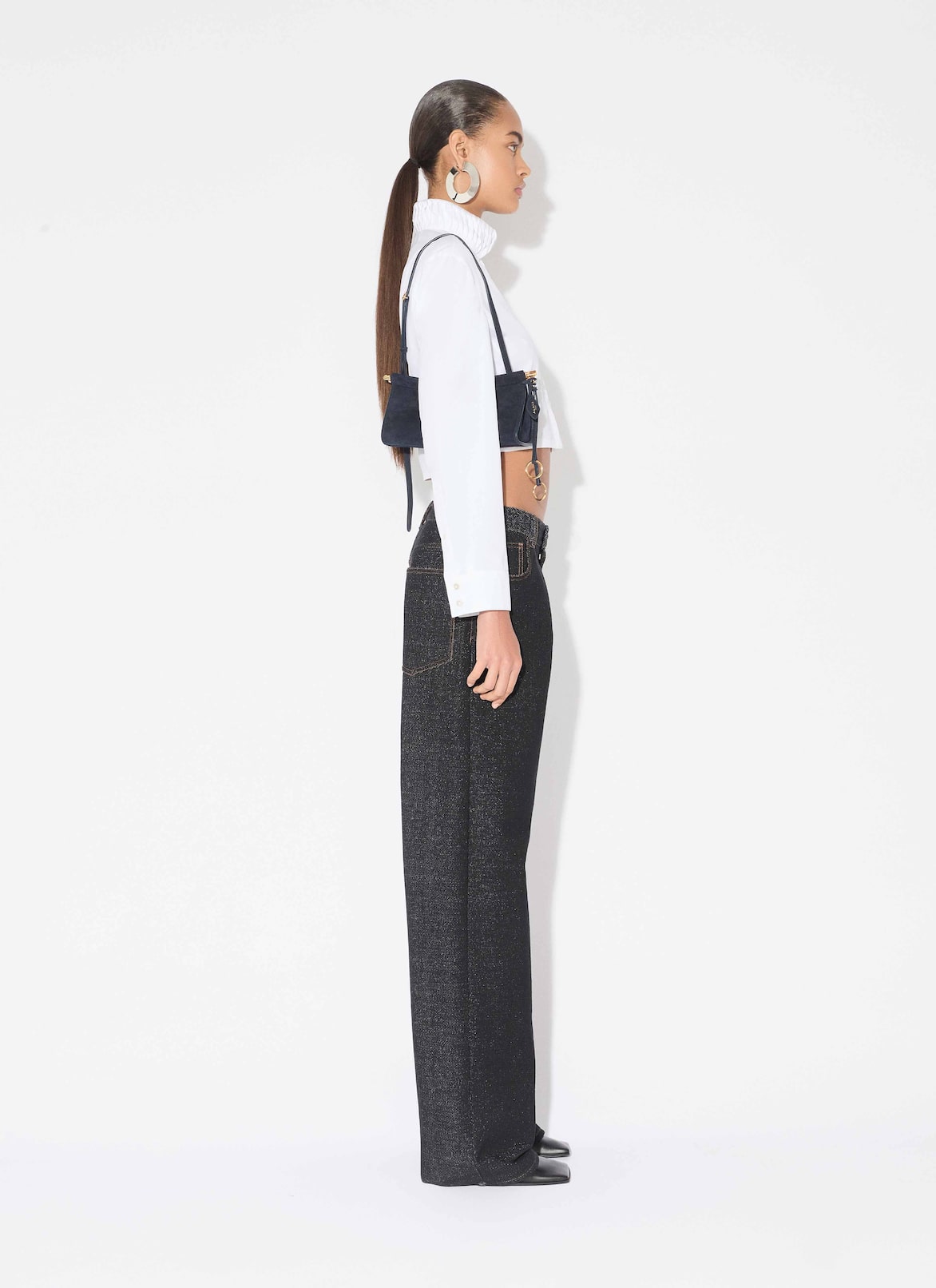 BLUSA CORTA DE POPELINA DE ALGODÓN ALAÏA BLANCO BLUSA CORTA DE POPELINA DE ALGODÓN